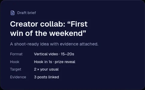 Fictional demo: a brief built from evidence posts